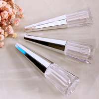 wholesale custom logo 50 pieces  liquid lipstick tube taper 7ml silvery empty lip gloss tube with brush